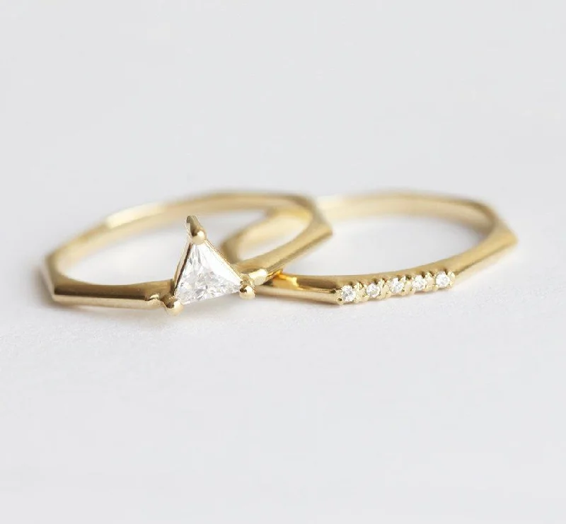 Modern Triangle Diamond Ring Set