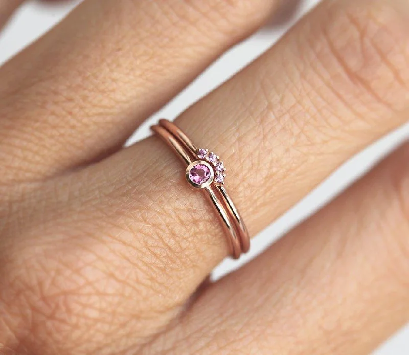 Pink Tourmaline & Pink Sapphire Ring Set