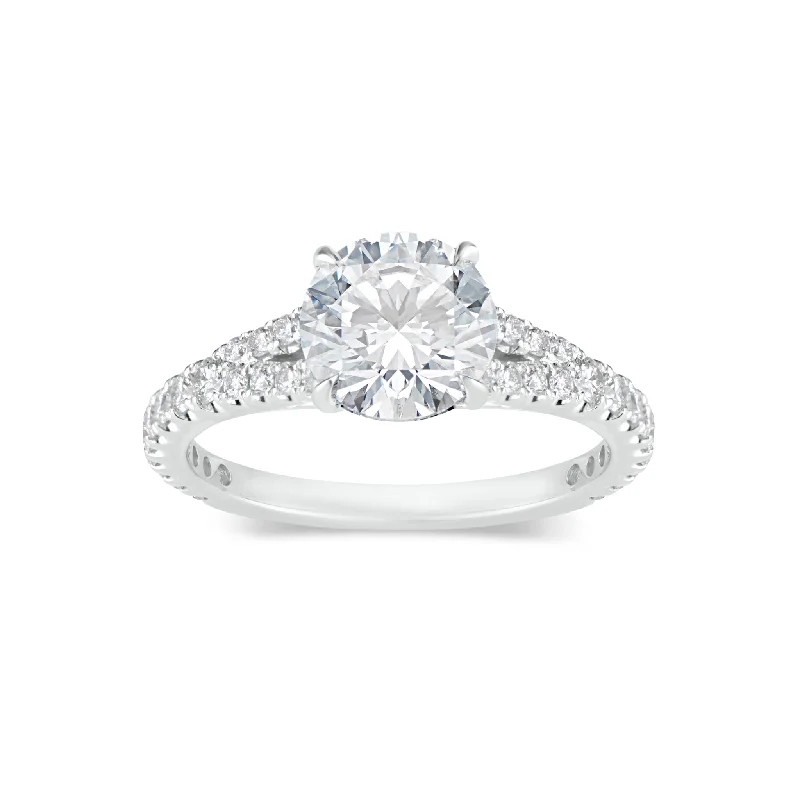 Round Diamond Engagement Ring with Diamond Band