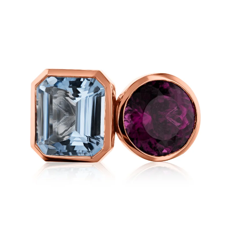 Rubellite & Aquamarine Baroness Ring