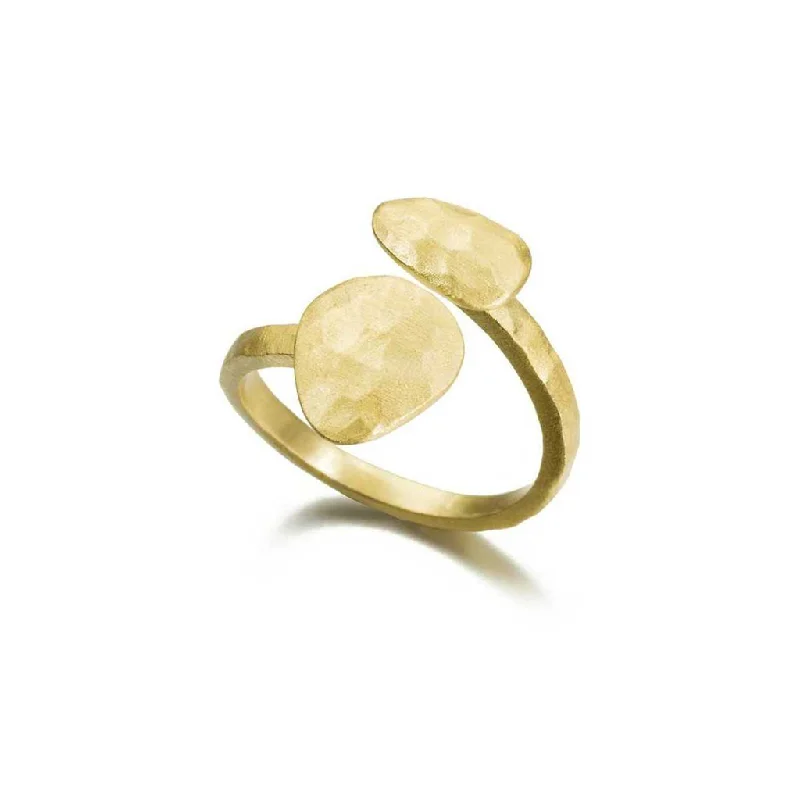 18K Yellow Gold Vermeil Hammered Open Ring