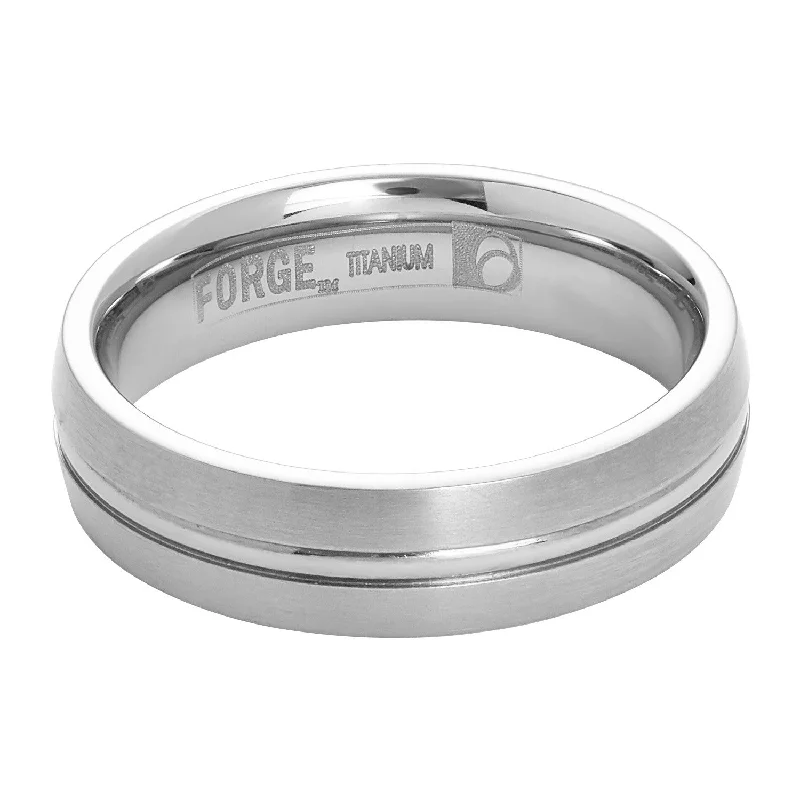 Titanium, 6mm Satin, Center Cut Ring