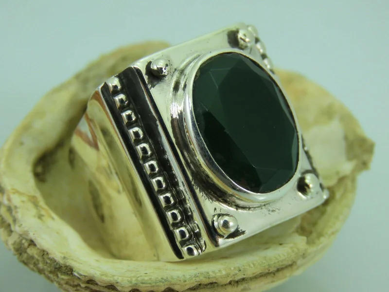 Turkish Handmade Jewelry 925 Sterling Silver Onyx Stone Mens Rings