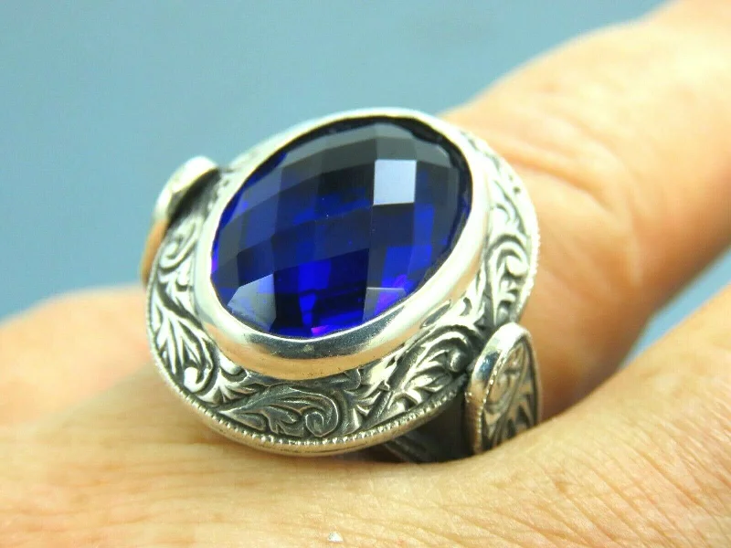 Turkish Handmade Jewelry 925 Sterling Silver Sapphire Stone Mens Rings