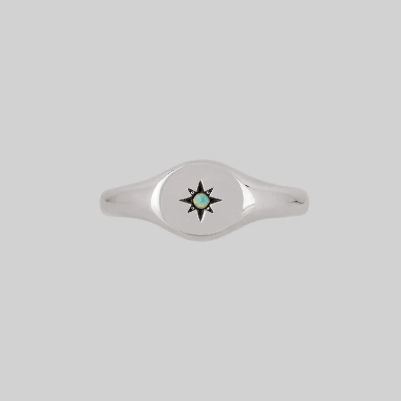 VICTORIA. Opal Signet Ring - Silver