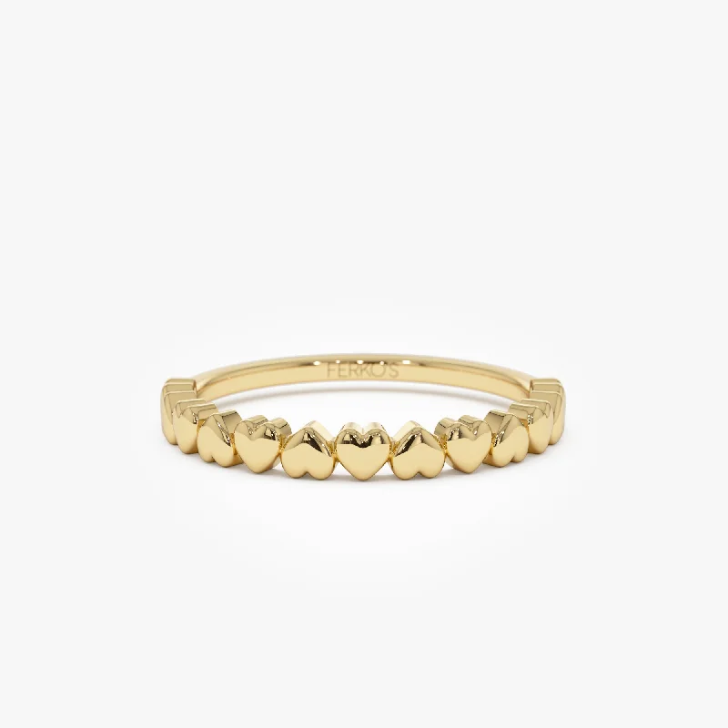 14k Dainty Heart Stacking Gold Ring