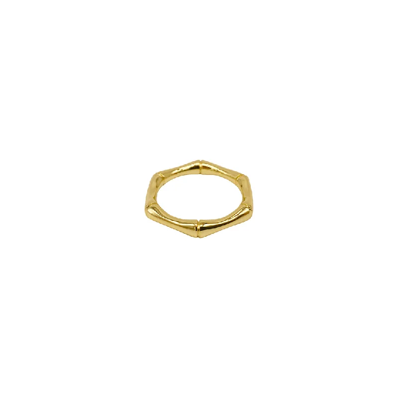 Tarnish Resistant 14k Gold Plated 3mm Bamboo Band Ring