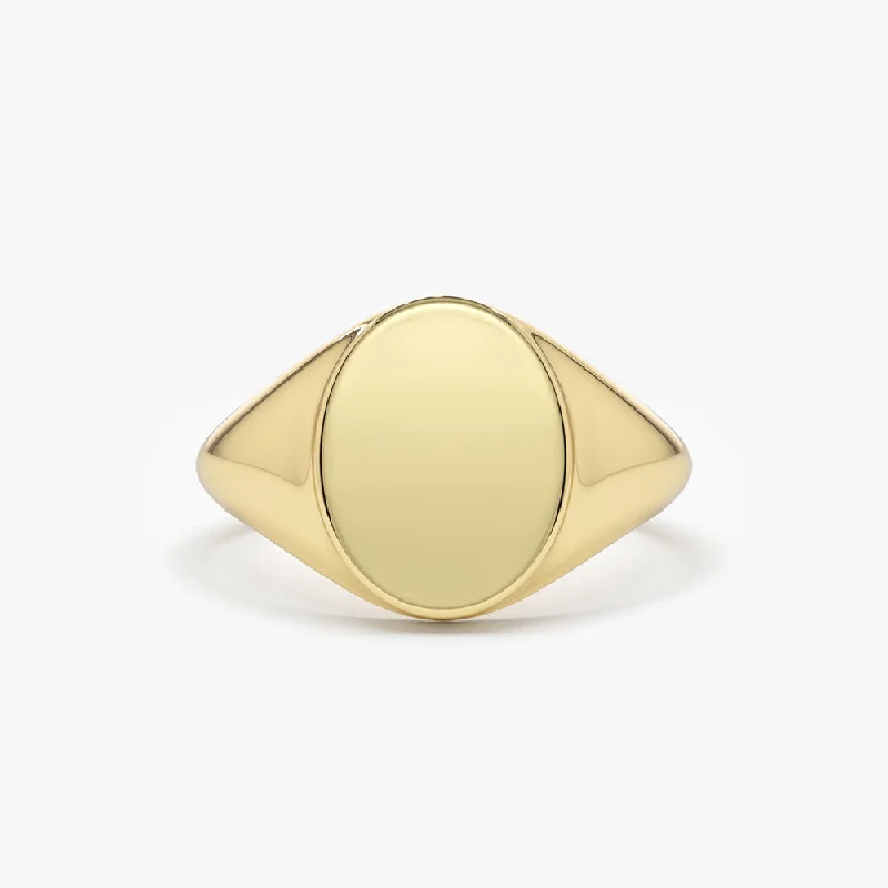 Shop Stylish Jewelry Now And Save Big 14K Gold Engravable Oval Signet Ring