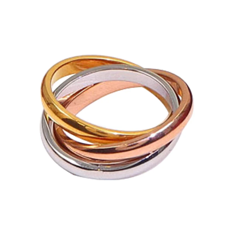 Tarnish Resistant Tri-Color Interlocking Ring