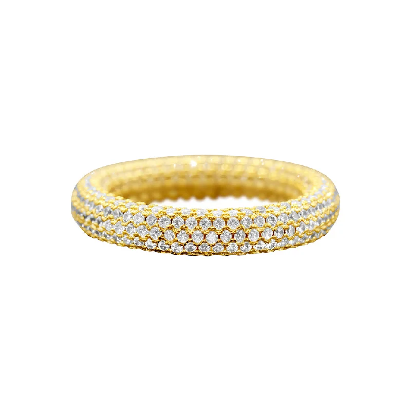 14k Gold Plated Crystal Eternity Rounded Band Ring