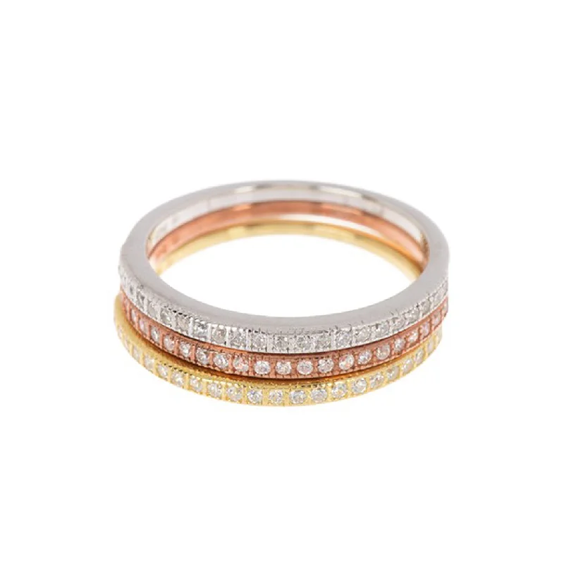 Tri-Color Half Eternity Band Set