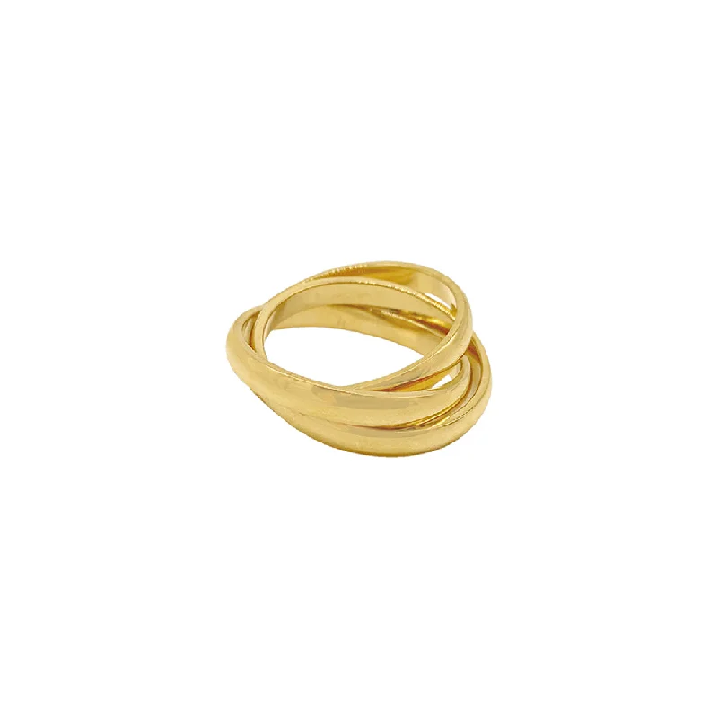 Tarnish Resistant 14k Gold Plated Interlocking Rings