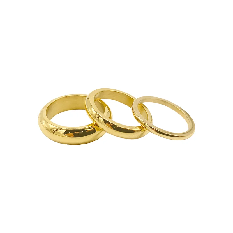 Tarnish Resistant 14k Gold Plated Matte Stacking Band Set