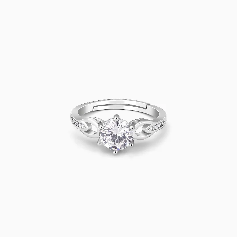 Silver Zircon Sparkling Loop Ring