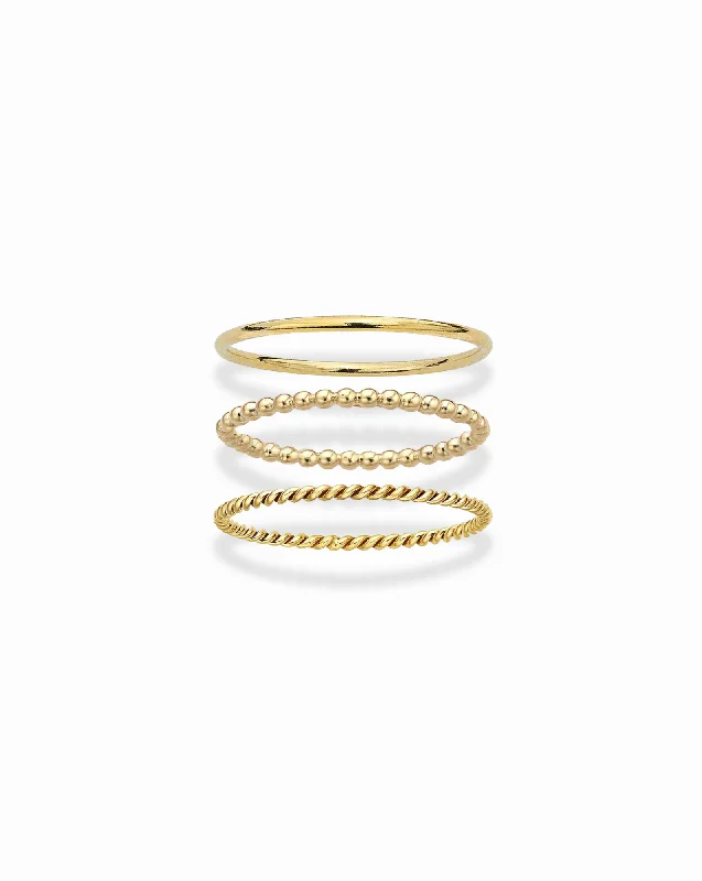 Tube + Droplet + Lasso Stacking Ring Set