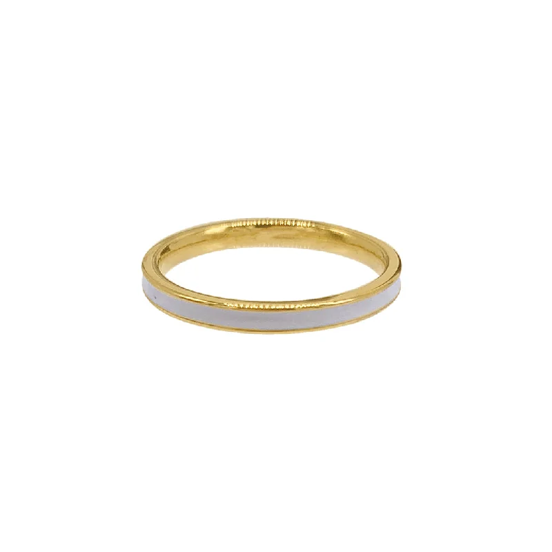 14k Gold Plated White Enamel Band