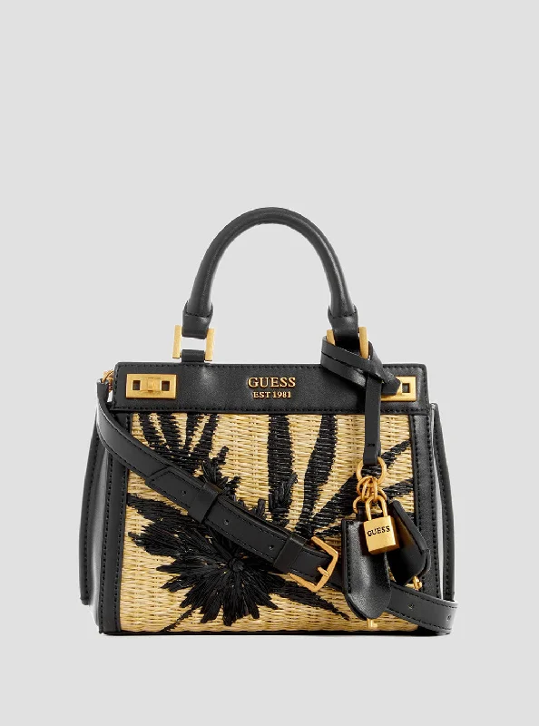 Black Floral Katey Mini Satchel Bag Iconic Handbags At Unbeatable Prices