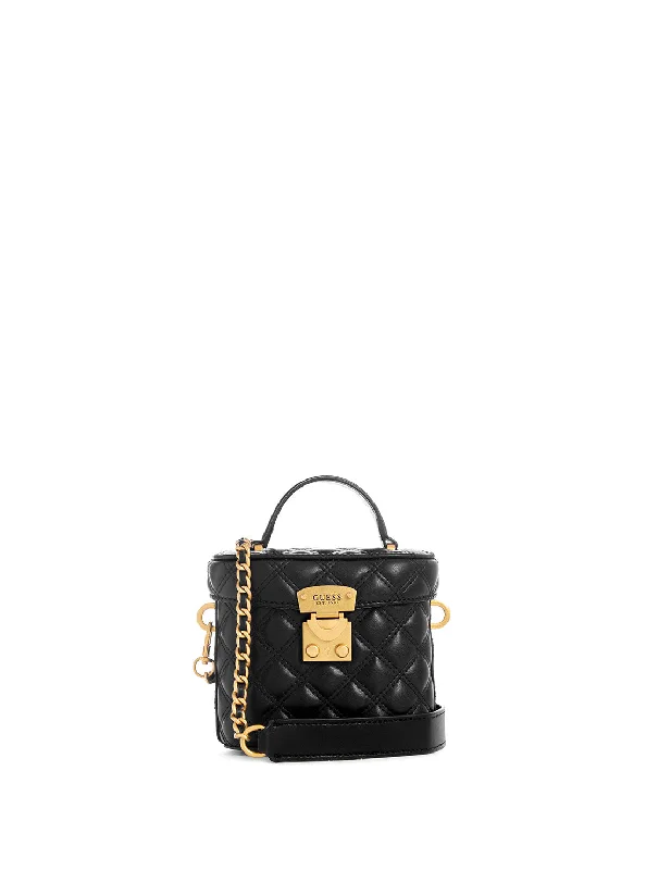 Black Giully Quilted Mini Cannister Bag Affordable Elegance With High-Quality Bags
