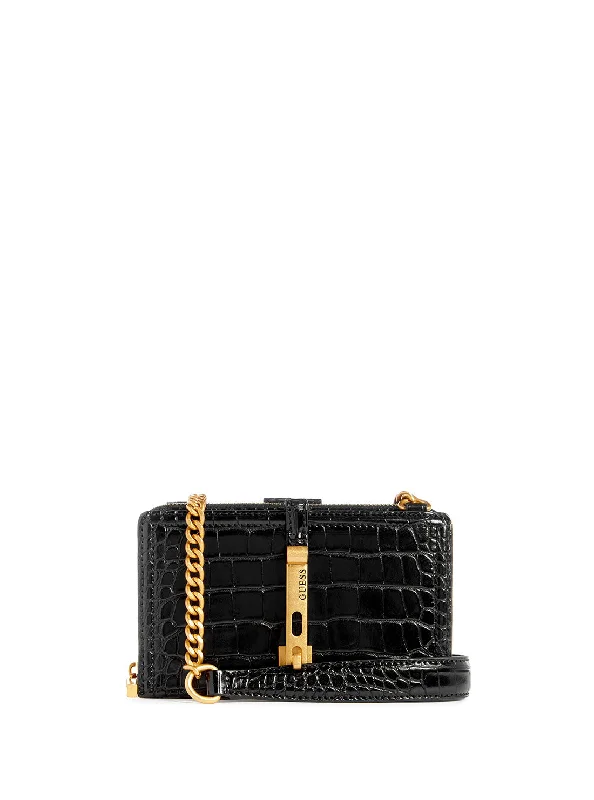 Black James Croco Mini Crossbody Bag Trendy Handbags At Limited-Time Discounts