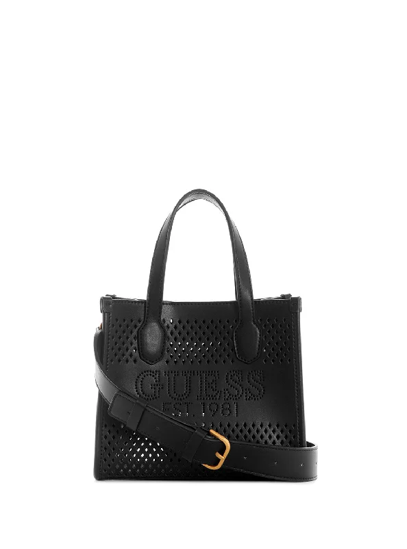 Black Katey Perf Mini Tote Bag Huge Handbag Markdowns – Update Your Collection Now