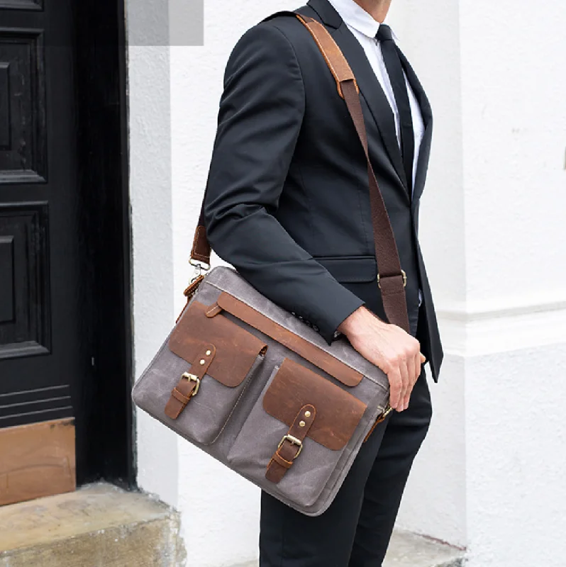Canvas Leather Messenger Bag Leather Shoulder Bag Laptop Bag Groomsman Gift Men's Leather Briefcase Designer Bags At Lower Prices Canvas Leather Messenger Bag Leather Shoulder Bag Laptop Bag Groomsman Gift Men's Leather Briefcase Designer Bags At Lower Prices