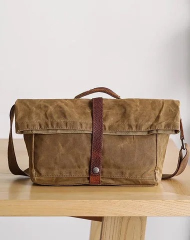 Waxed Canvas Mens Side Bag 13‘’ Khaki Courier Bag Messenger Bag for Men Trendy And Timeless Handbags Now On Sale Waxed Canvas Mens Side Bag 13‘’ Khaki Courier Bag Messenger Bag for Men Trendy And Timeless Handbags Now On Sale