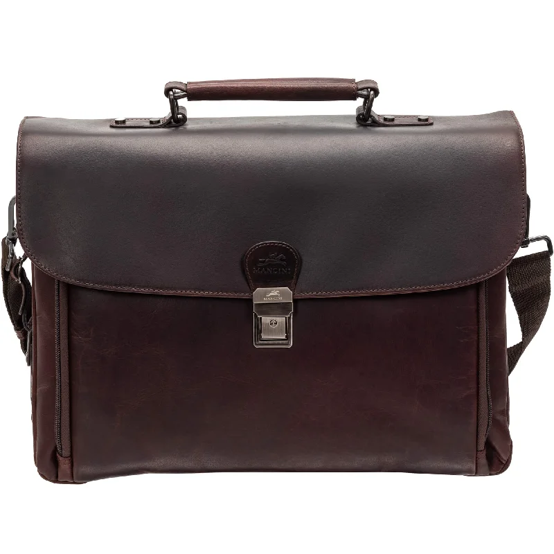 Mancini Leather Expandable Double Compartment Briefcase for 15.6” Laptop / Tablet Affordable Elegance With High-Quality Bags