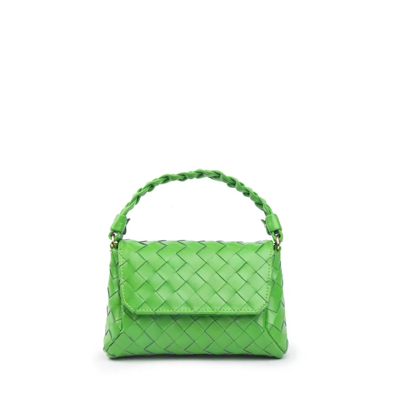 GEMINI WOVEN MINI | VIVID GREEN Statement Handbags At Unbeatable Discounts