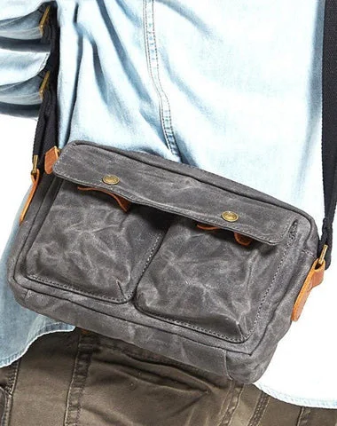 Gray Waxed Canvas Mens Casual Shoulder Bag Messenger Bags Casual Courier Bags for Men Sleek Bags, Perfect Prices Gray Waxed Canvas Mens Casual Shoulder Bag Messenger Bags Casual Courier Bags for Men Sleek Bags, Perfect Prices