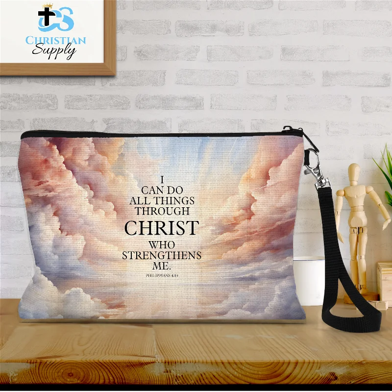 I Can Do All Things Through Christ Clouds Wristlet Sleek Bags, Perfect Prices