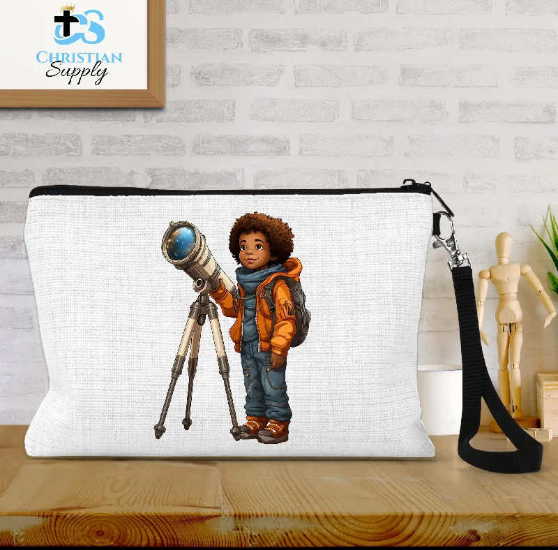 Kids Christian Boy with Telescope Science 2 Wristlet Luxury Meets Affordability – Shop Stunning Bags Now