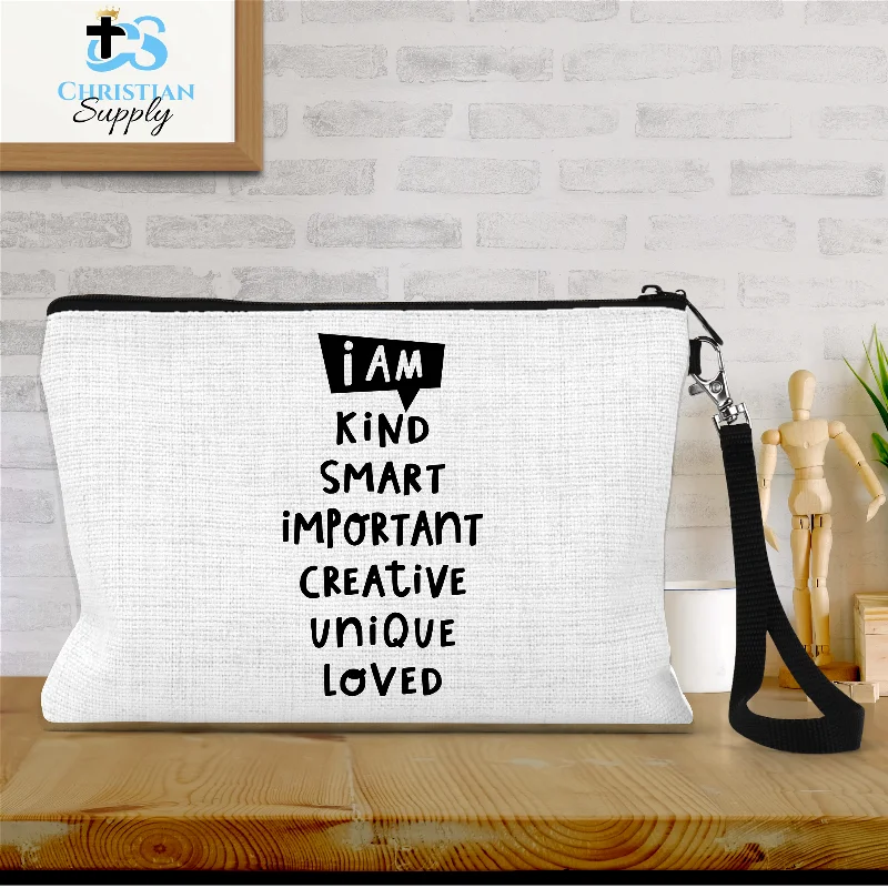 Kids I Am Kind Smart Important Creative  Unique Loved Wristlet Premium Bags At Special Prices