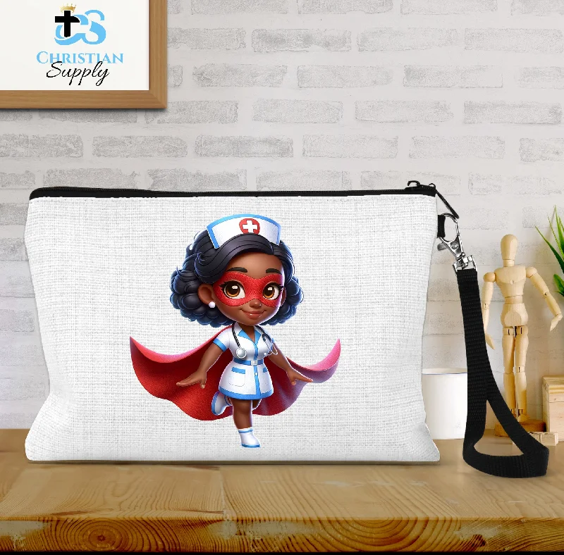 Kids Nurse Medical Christian Superhero Girl White Outfit Wristlet Handbag Deals You'll Love