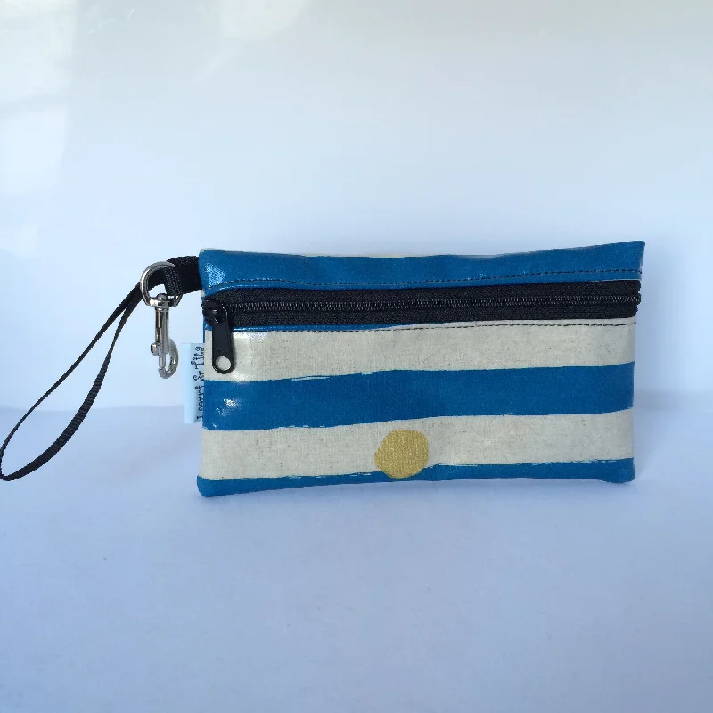 Large Wristlet in Blue with Gold Spots Must-Have Bags, Big Discounts