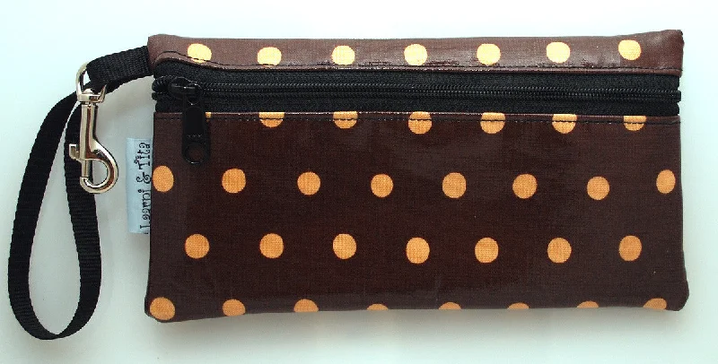 Large Wristlet in Polka Dots brown Your Perfect Bag At The Perfect Price