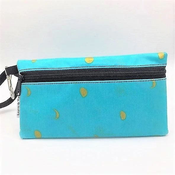 Large Wristlet in Gold Moons Flash Sale On Handbags
