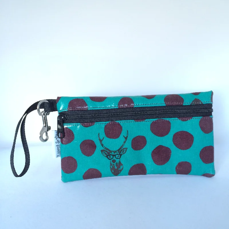 Large Wristlet in Teal Deer with Glasses Don't Miss Out – Shop Fashionable Bags At Special Rates