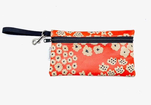 Large Wristlet in Orange Flowers Iconic Handbags At Budget-Friendly Prices