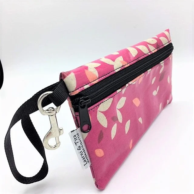 Large Wristlet in Pink Foliage High-End Handbags At Affordable Prices