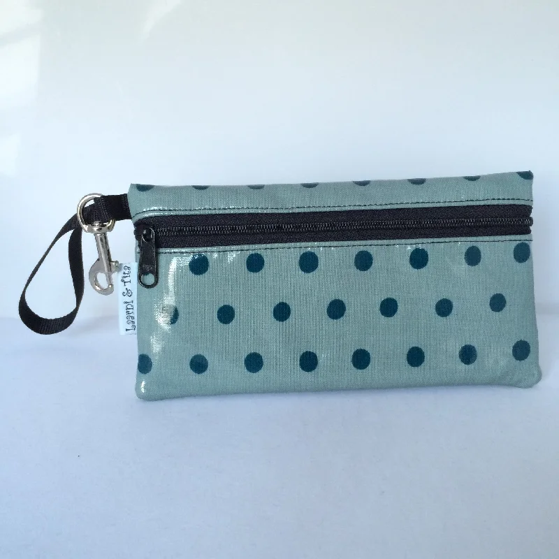 Large Wristlet in Polka Dot dark teal Fashion-Forward Bags At Exclusive Promotional Prices