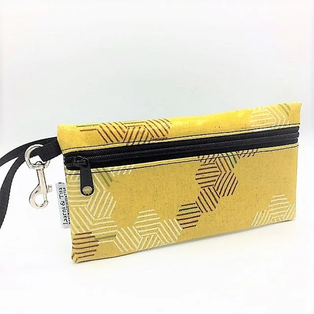 Large Wristlet in Hexagon yellow Modern Handbags With Stylish Discounts