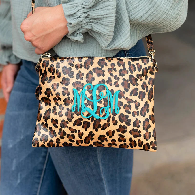 Leopard Cross Body Purse with Wristlet Strap Timeless Handbags, Flash Sale
