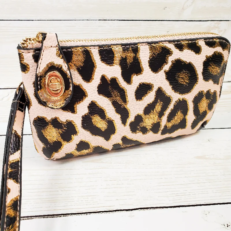 Leopard Print Clutch Monogrammed Vegan Leather Clutch with Twist Lock Crossbody Purse Bridesmaid Gift - Black and Gold Trendy Bags, Huge Savings