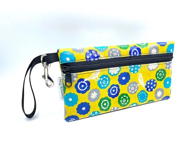 Medium Wristlet in Yellow Bird print Everyday Handbags At Wallet-Friendly Rates