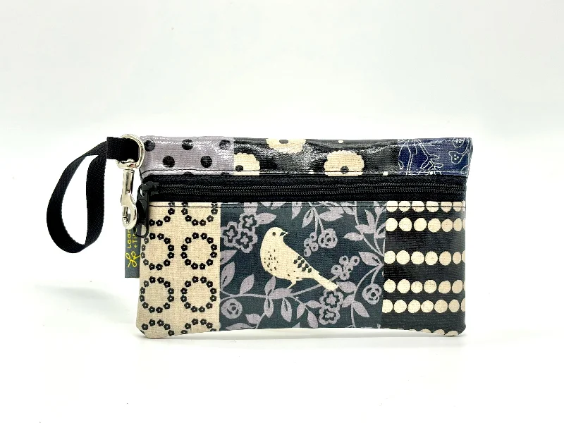 Medium Wristlet in Gray Bird Patchwork Chic Crossbody Bags, Limited Offers