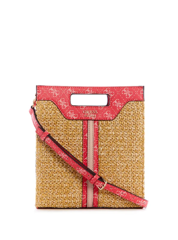 Pink Multi Logo Kasinta Raffia Mini Tote Bag Best Deals On Premium Handbags