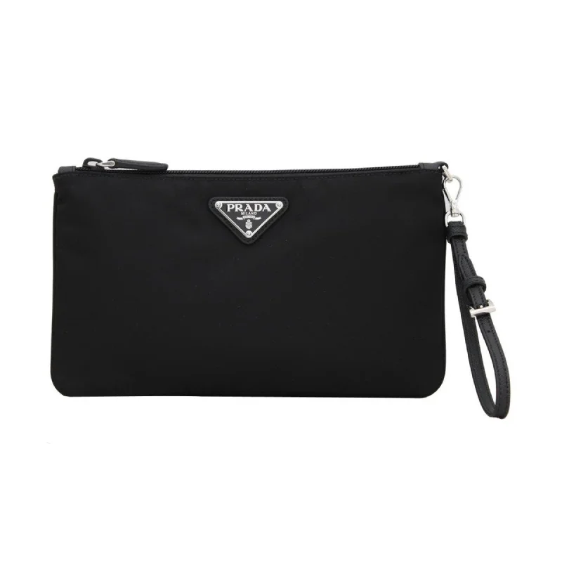 Prada Black Tessuto Nylon Pouch Prada Logo Wristlet Clutch Bag Trendy And Classic Bags Now At Unbeatable Discounts