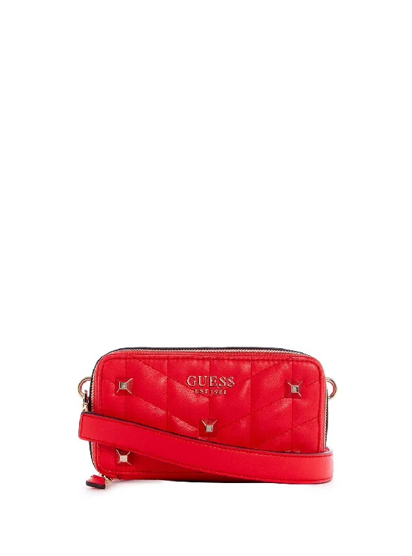 Red Brera Studded Mini Crossbody Camera Bag Premium Bags, Special Prices