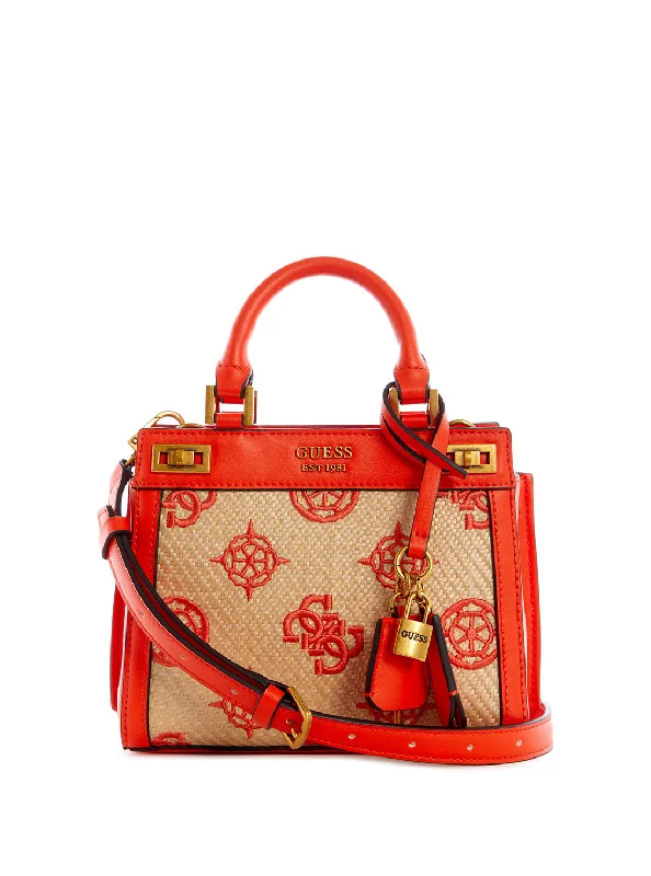 Red Katey Mini Raffia Satchel Bag Elevate Your Style With Our Handbag Sale