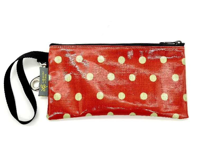 Small Wristlet in Orange polka dots Elegant Totes At Limited-Time Prices